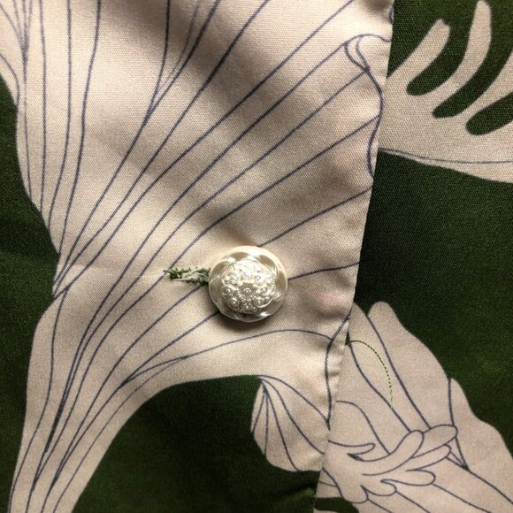 J Nna Briar Floral Blazer Womens Size Medium Green Cream Lightweight Jacket NEW - Picture 8 of 8